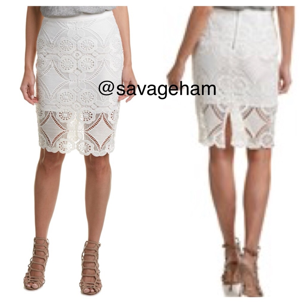 NWOT- Endless Rose White Lace Pencil Skirt
